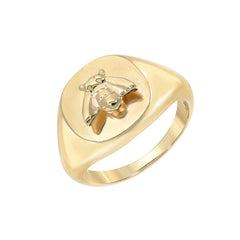 14K Gold Bumblebee Square Signet Ring