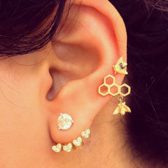 14K Gold Bumblebee Stud Earrings