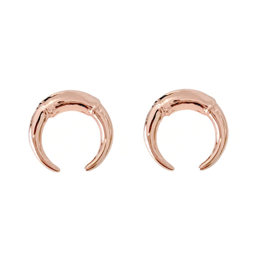 14K Gold Double Horn Stud Earrings