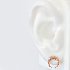 14K Gold Double Horn Stud Earrings