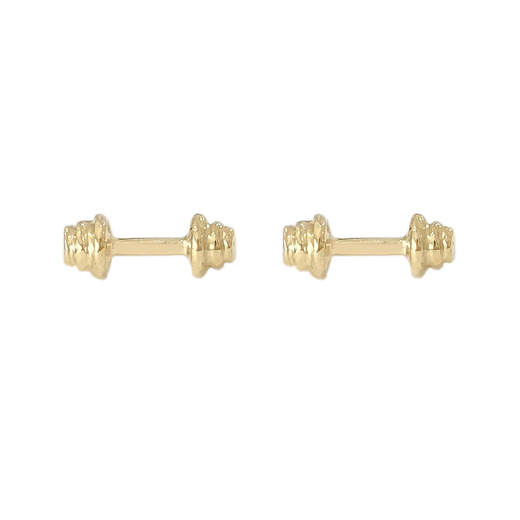 14K Gold XS Dumbbell Stud Earrings