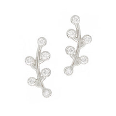 14K Gold Diamond Floral Climber Earrings