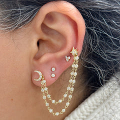 14K Gold Pavé Diamond Starburst Stud Earrings