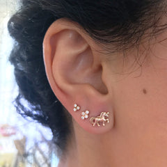14K Gold Diamond Trinity Ball Cluster Stud Earrings