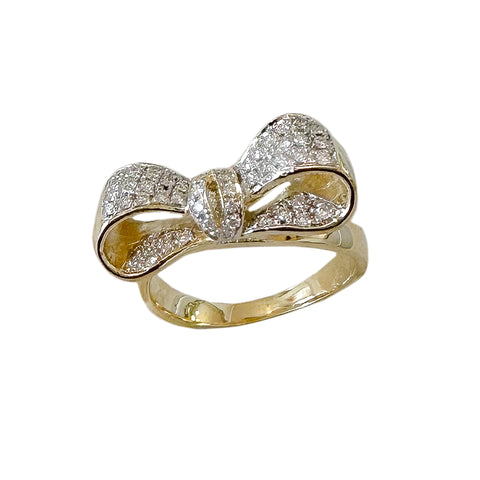 14K Gold Diamond Pavé Bow Ring