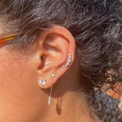 14K Gold Diamond Crescent Climber Stud Earrings ~ In Stock!