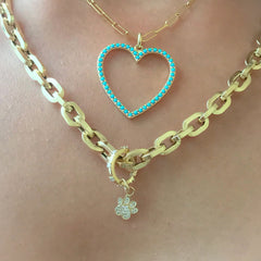 14K Gold Pavé Diamond Paw Print Charm Pendant Necklace ~ Small Size