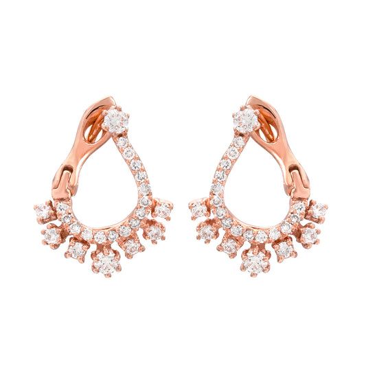 14K Gold Pavé Diamond Front to Back Illusion Huggie Hoop Earrings