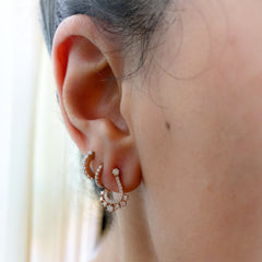 14K Gold Pavé Diamond Front to Back Illusion Huggie Hoop Earrings