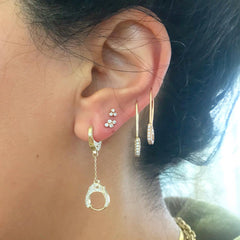 14K Gold Diamond Trinity Ball Cluster Stud Earrings