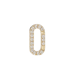 14K Gold Diamond Elongated Oval Charm Enhancer, Small Size ~ In Stock!