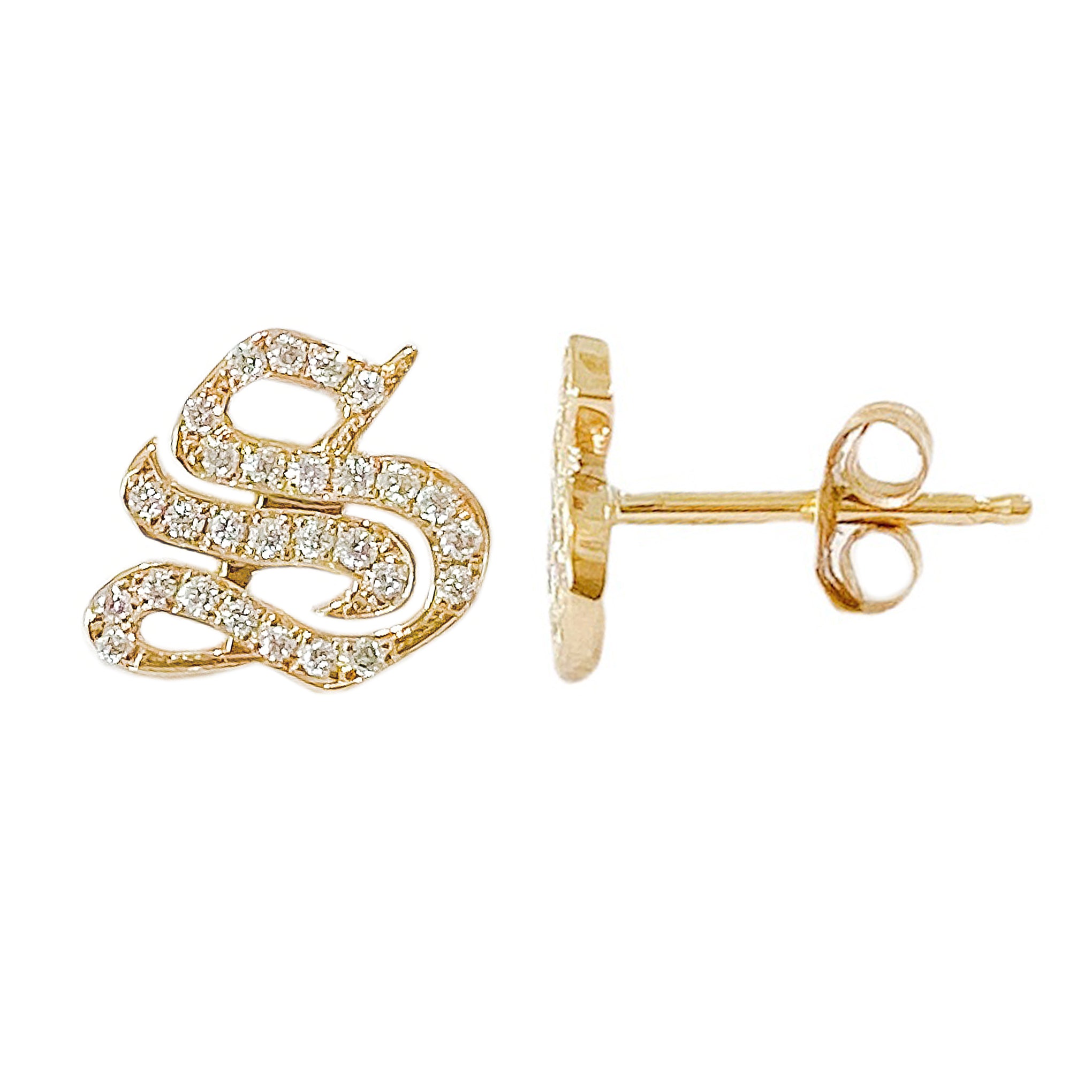 14k Solid Gold high quality Diamond Alphabet Letters Stud Earrings