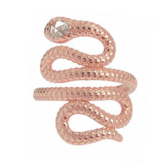 14K Gold Swivel Serpent Snake Wrap Ring ~ Oval Rose Cut Diamond Head, LIMITED EDITION