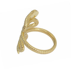 14K Gold Swivel Serpent Snake Wrap Ring ~ Faceted Opal Heart