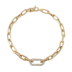 14K Gold Diamond Thick Oval Link Bracelet ~ Small Links