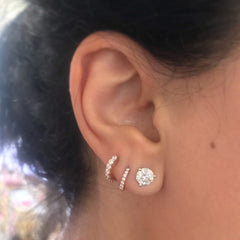 14K Gold Pavé Diamond Small Size (9mm) Huggie Hoop Earrings