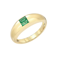 14K Gold Double Emerald Solitaire Domed Stack Ring ~ LIMITED EDITION