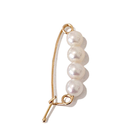 White Freshwater Pearl 14K Gold Medium Size Safety Pin Earring