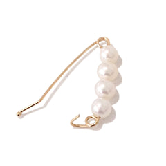 White Freshwater Pearl 14K Gold Medium Size Safety Pin Earring