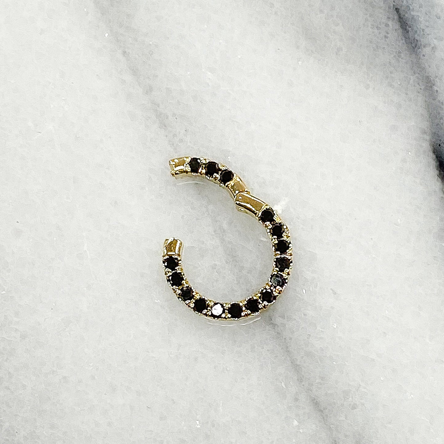 14K Gold Black Diamond Circular Charm Enhancer