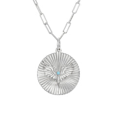 14K Gold Turquoise Fluted Phoenix Medallion Necklace ~ In Stock!