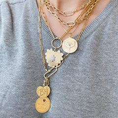 14K Gold Pavé Diamond "I Love NY" Charm Necklace