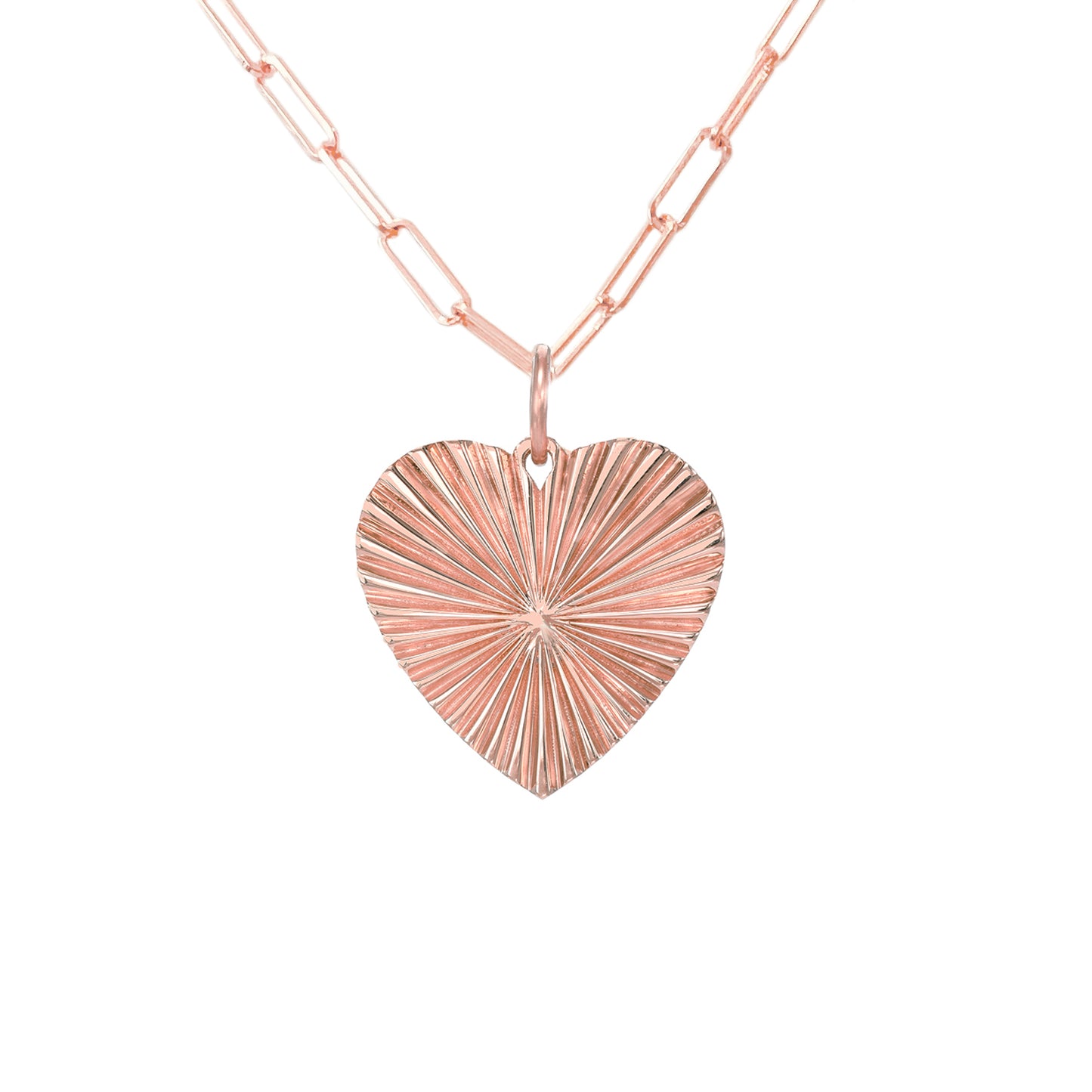 14K Gold Fluted Heart Medallion Necklace