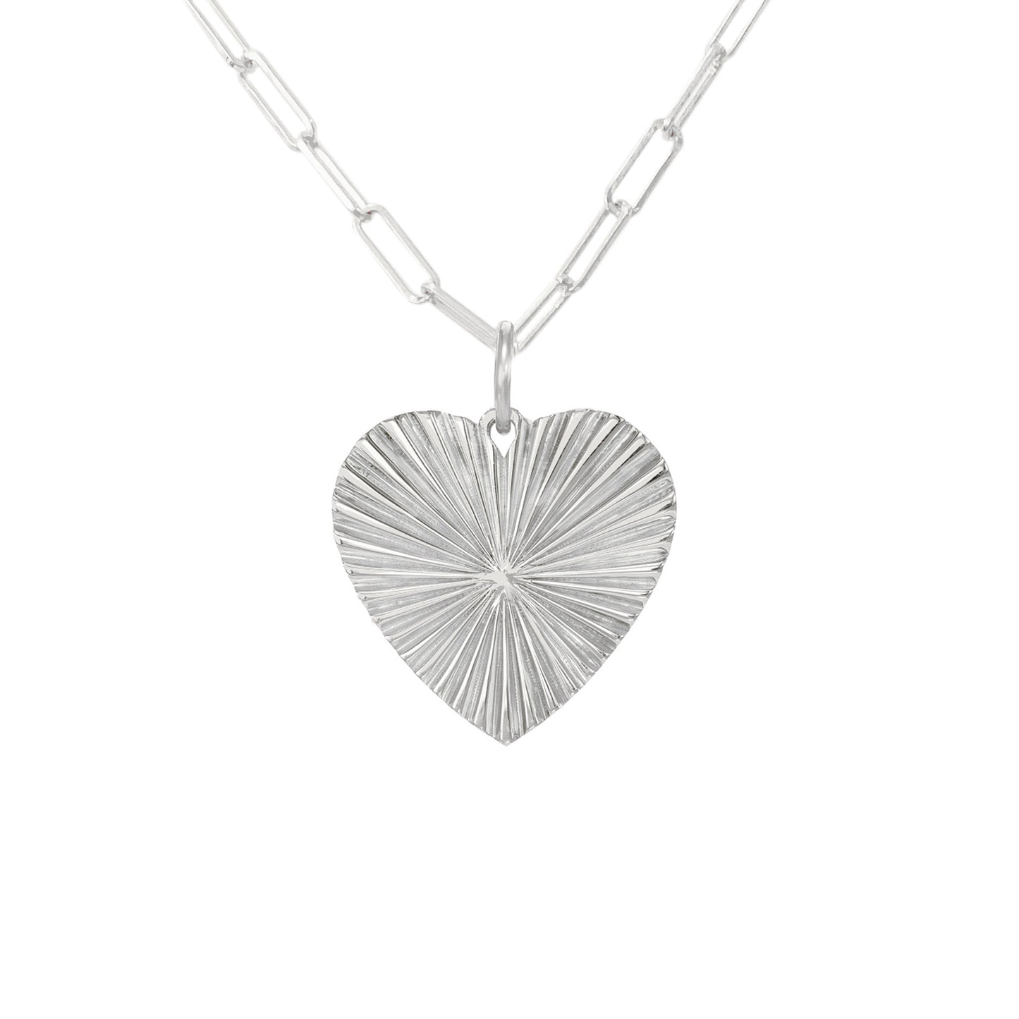 14K Gold Fluted Heart Medallion Necklace