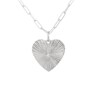 14K Gold Fluted Heart Medallion Necklace