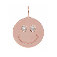 14K Gold Diamond Smiley Face Charm Pendant ~ In Stock!