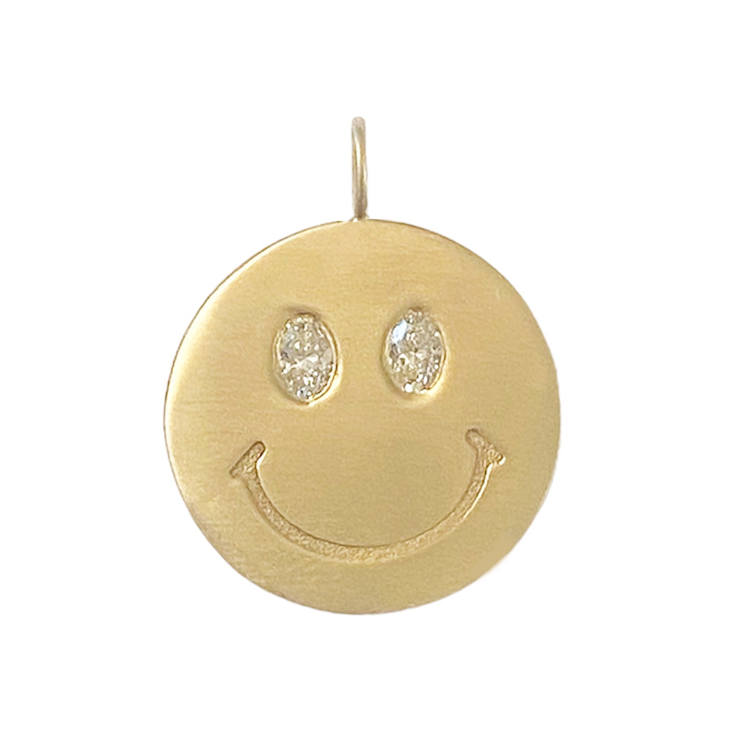 14K Gold Diamond Smiley Face Charm Pendant