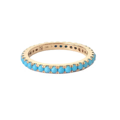 14K Gold Pavé Turquoise Gemstone Full Eternity Band