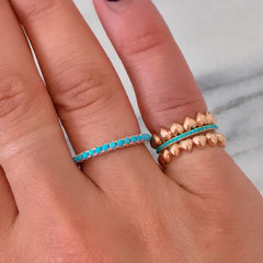 14K Gold Pavé Turquoise Gemstone Full Eternity Band