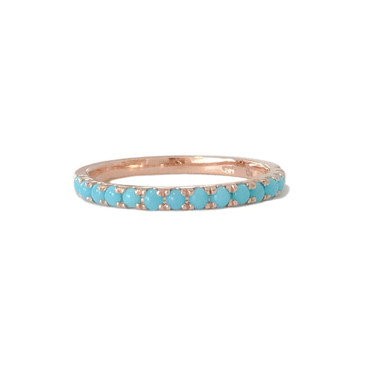 14K Gold Pavé Turquoise Half Eternity Band