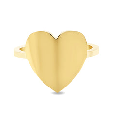 14K Gold Heart Cigar Band Ring, Large Size ~ Engraveable