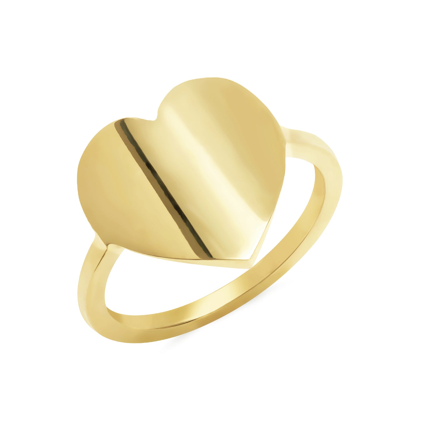 14K Gold Heart Cigar Band Ring, Large Size ~ Engraveable