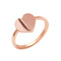 14K Gold Heart Cigar Band Ring, Small Size ~ Engraveable