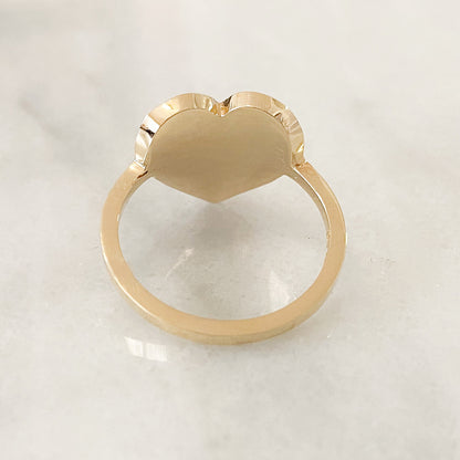 14K Gold Heart Cigar Band Ring, Large Size ~ Engraveable