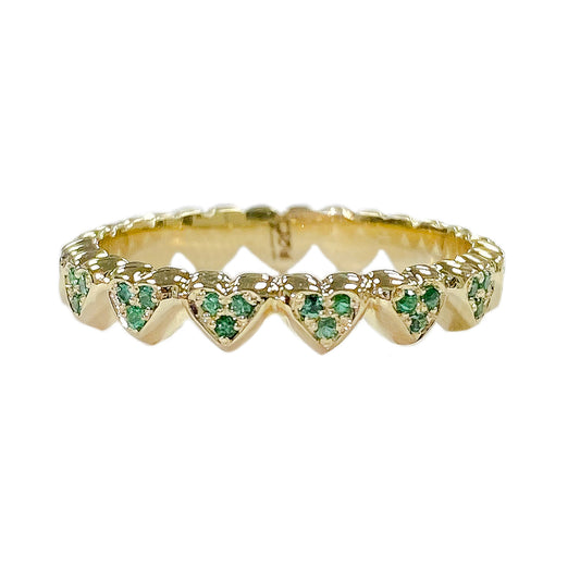 14K Gold Emerald Eternal Heart Ring