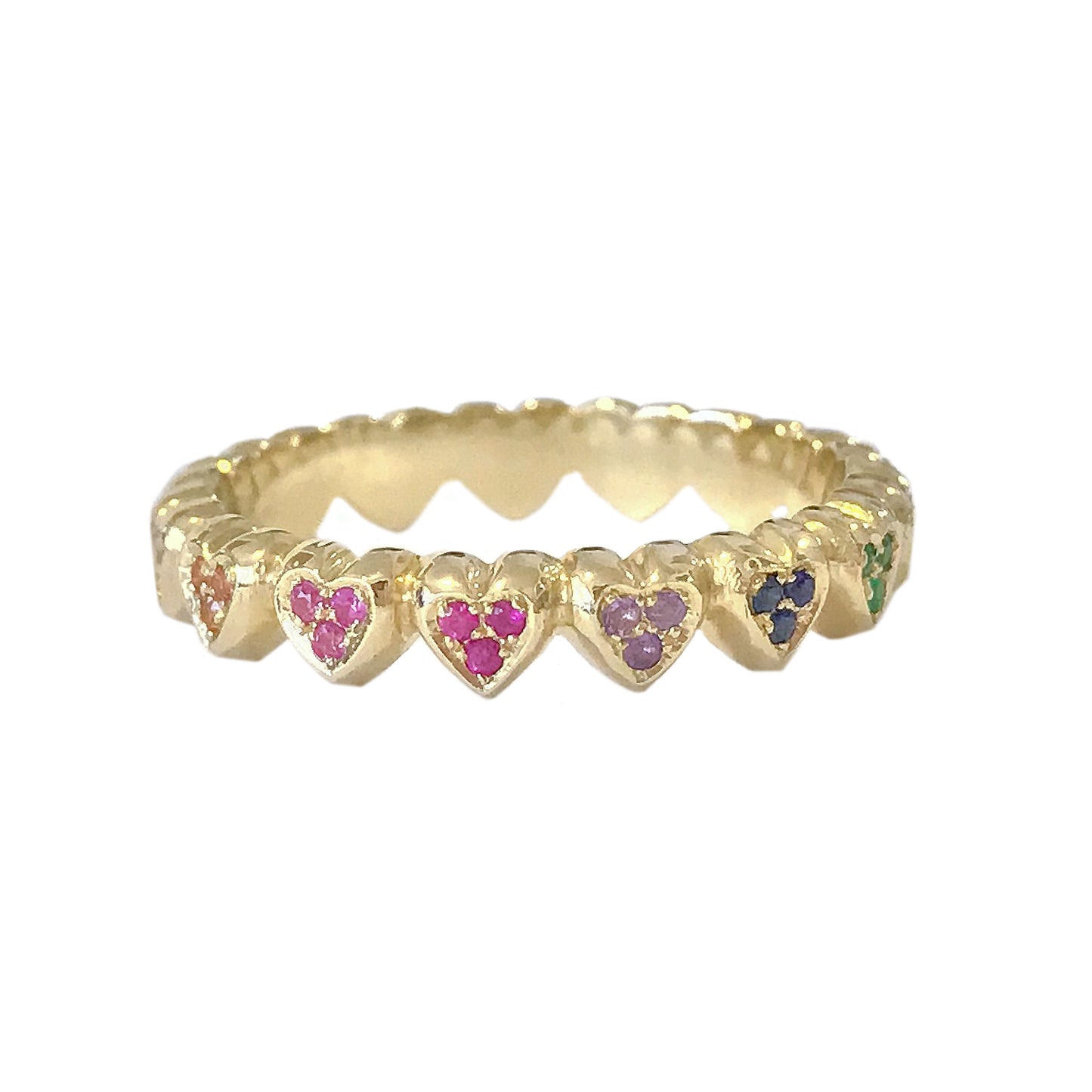 14K Gold Rainbow Eternal Heart Ring