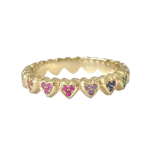 14K Gold Rainbow Eternal Heart Ring