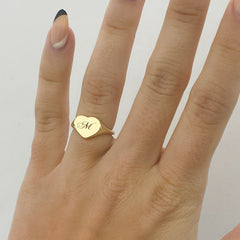 14K Gold Heart Signet Ring