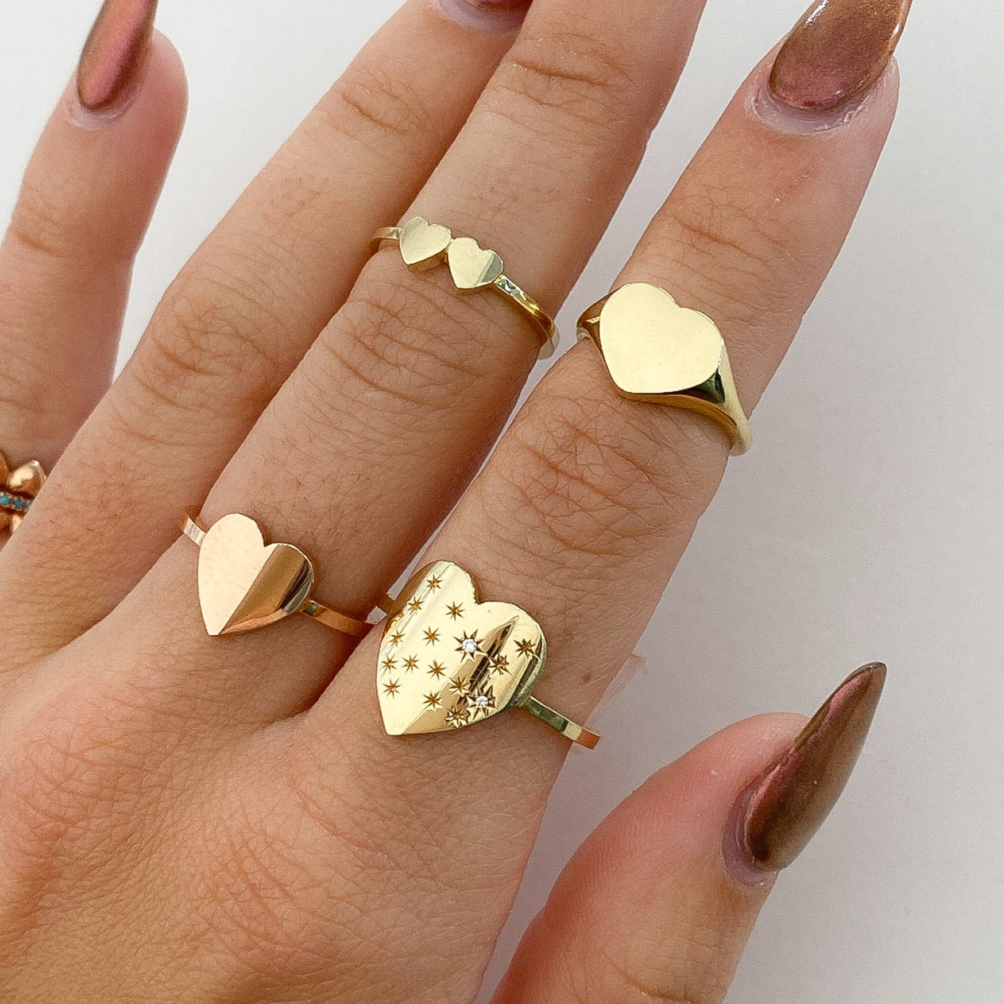 14K Gold Double Heart Ring ~ Engraveable