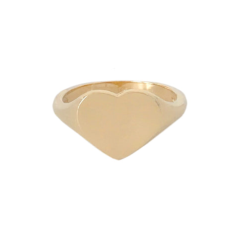 14K Gold Heart Signet Ring