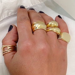 14K Gold High Dome Stack Ring