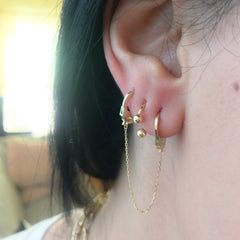 Barbell Collection: 14K Gold Double Ball Circular Horseshoe Earrings ~ In Stock!