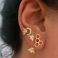 14K Gold Honey Bee Stud Earrings