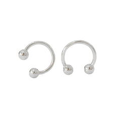 Barbell Collection: 14K Gold Double Ball Circular Horseshoe Earrings