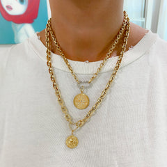 14K Gold Thick Flat Oval Rolo Link Chain Necklace, Small Size ~ In Stock!