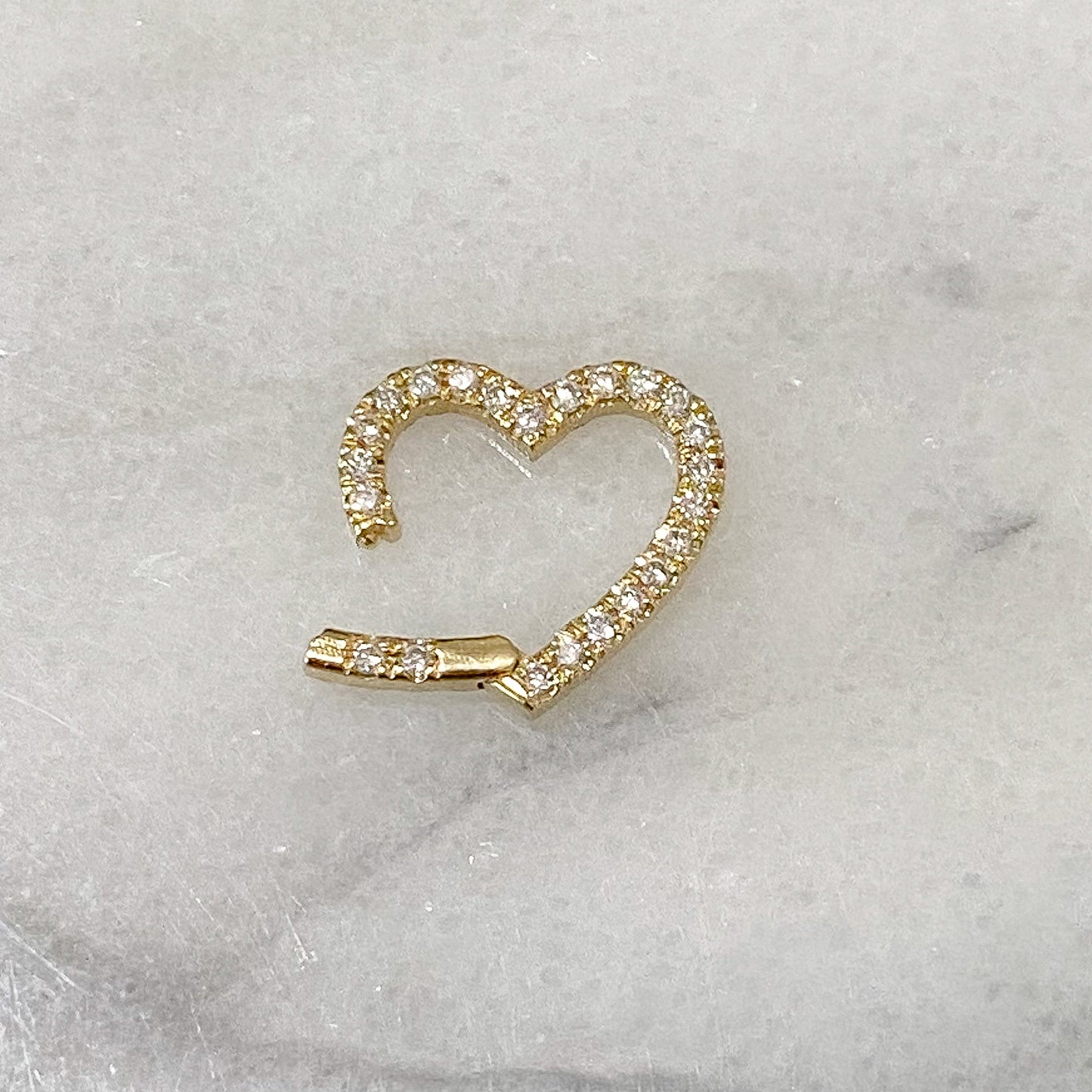 14K Gold Pavé Diamond Heart Charm Enhancer